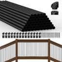 HYPERGIANT 56 Pack 32" Aluminum Deck Balusters,3/4" Round Deck Railing Spindles with Conectors and Screw,Hollow Metal Deck Balusters for Railing Fencing Porch,Black Deck Stair Spindles for Staircase