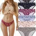 FINETOO 5 Pack Women’s Seamless Hipster Underwear No Show Panties Invisibles Briefs Soft Stretch Bikini Underwears M