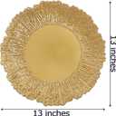 Coloch Set of 12 Gold Charger Plates, 13" Plastic Reef Serving Chargers for Dinner Plate Reusable Round Shiny Decorative Charger Plate for Wedding, Catering, Parties, Christmas, Home Dinner Use