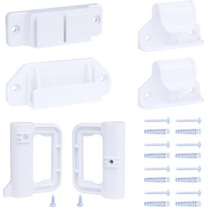 Retractable Baby Gate Replacement Parts, Mesh Baby Gate Parts, Hardware Mount Kits for Mesh Pet Gate Retractable Dog Gate, Wall Mounting Accessories with Brackets/Hooks/Latches/Screws, White