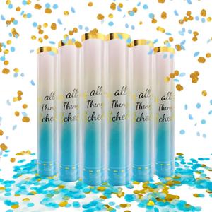6 Pack Gender Reveal Confetti Cannon, 12 Inch Biodegradable Blue Confetti Poppers for Gender Reveal, Birthday, Wedding, Baby Celebration, Parties