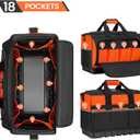 Heavy Duty Tool Bag, Large Tool Bags 20inch, 18 Pockets, 19.6x 12.9x 11.8 inch, Heavy Duty 600D Fabric, Black and Orange