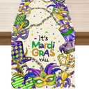XCHI Masks Hats Beads Mardi Gras Table Runner Carnival Table Decoration for Masquerade Party Home Kitchen Dining Holiday Decor 13x108 Inch