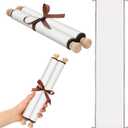 Epakh 1 Pcs Blank Scroll Paper with Wood Rods for Naughty or Nice List, Writing, Wedding Vows, Drawing, Cosplay Prop, Renaissance, Tabletop Role (7.5 x 30 Inch, White)
