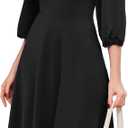 Meetjen Women's Vintage Cocktail Dress 3/4 Sleeves A-Line Sweetheart Church Tea Party Midi Dresses for Wedding Guest, Size M