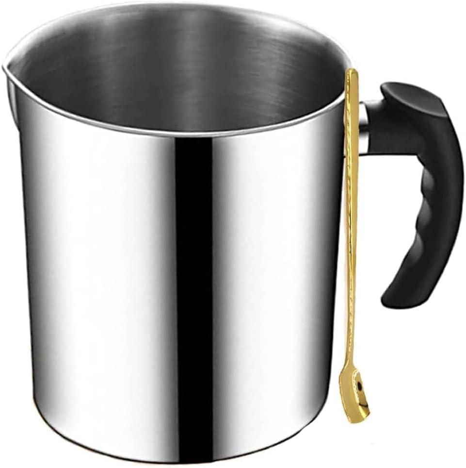 Candle Making Pouring Pot, 44oz 1.3L Wax Melting Pot and Spoon 304 Stainless Steel Candle Making Pitcher Heat-Resistant Handle Dripless Pouring Spout Design