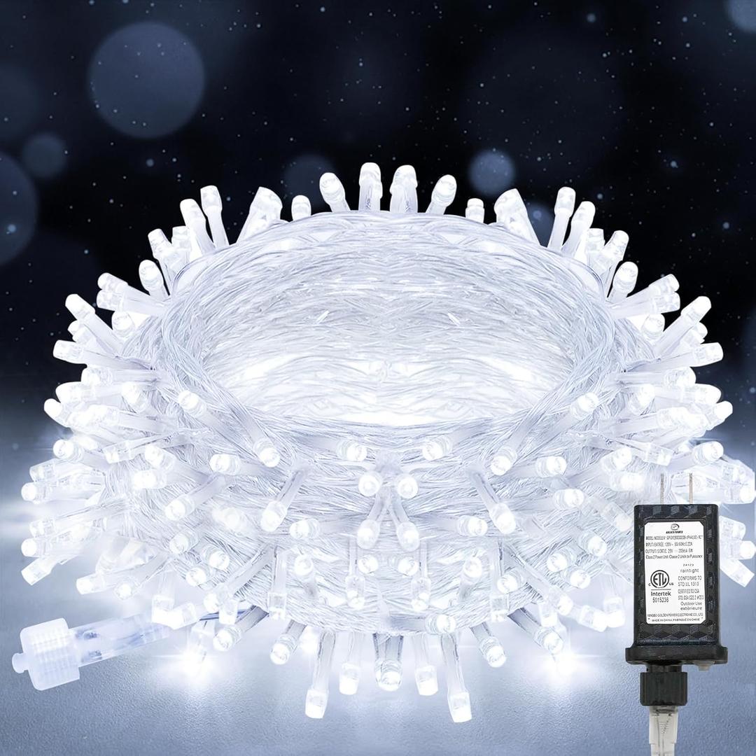 suddus 33ft 100 LED White String Lights with Timer, 12 Modes Twinkle String Lights Plug in, Connectable Indoor/Outdoor White Christmas Lights for Bedroom, Tree, Wedding, Party Decorations