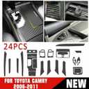 Carbon Fiber Center Console Wrap for Toyota Camry 2006-2011 Pre-Cut Sticker | Center Console Dashboard Vinyl Wrap Cover Matte Black Carbon Fiber Pattern Interior Armrest Console Panel Protective Sticker