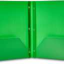 Amazon Basics Heavy Duty Plastic Folders with 2 Pockets for Documents, Letter Size Paper, School Supplies Organization, Assorted Colors, Pack of 12