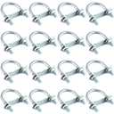 Therwen 16 Sets Round U Bolts Zinc Plated Steel Round Bend U Clamp with Nut Plate Washer (M8 x 40 mm X 65 mm)