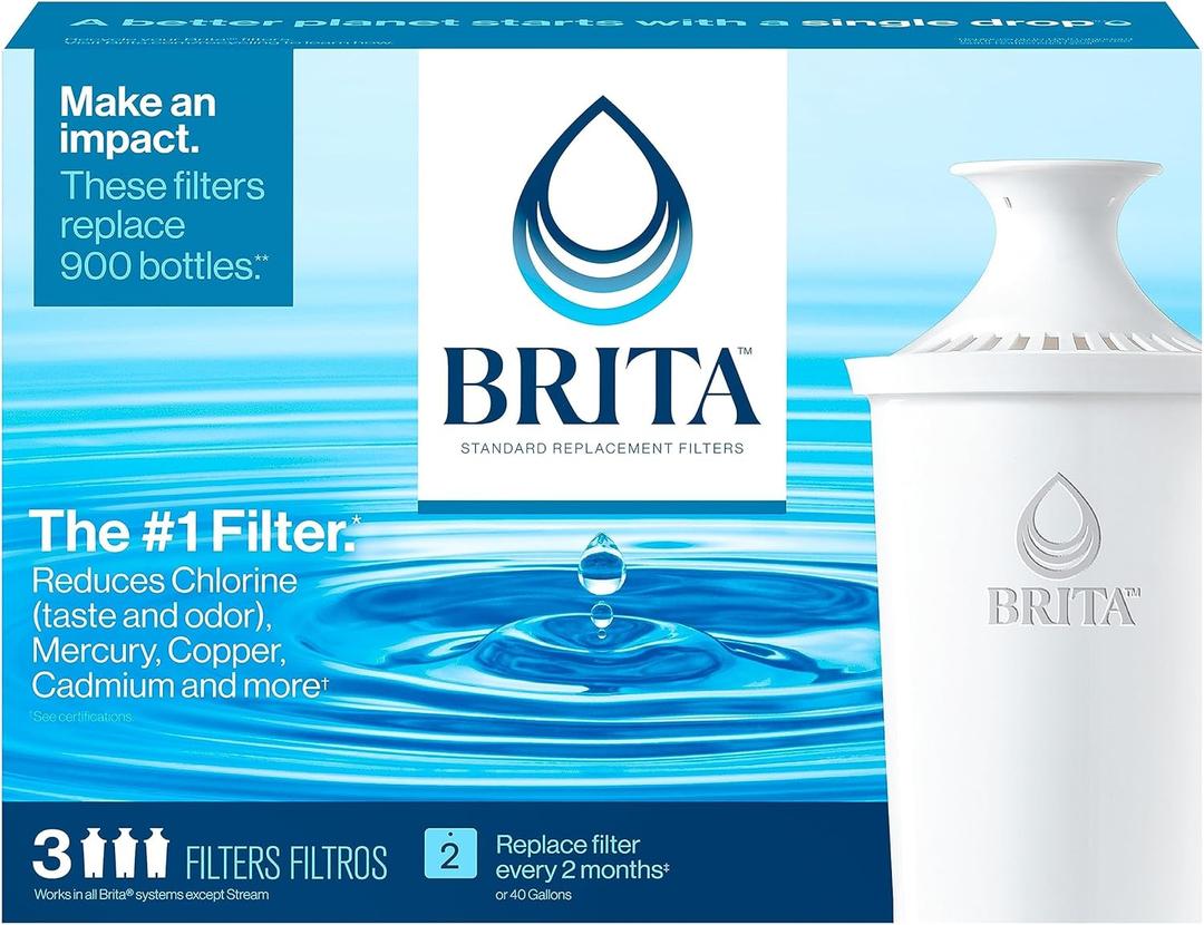 Brita Water Filter Pitcher Replacement Filters, 3 Count (Advanced)