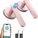 Fingerprint Door Lock, 6-in-1 Smart Door Knob with App Control/Fingerprints/IC Cards/Passwords/2 Keys, Fingerprint Door Knob Biometric Door Lock for Bedroom Apartment-Pink
