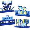4 Pieces Hanukkah Party Decorations Wooden Chanukah Party Supplies Hanukkah Centerpieces Table Decorations for Home Holiday