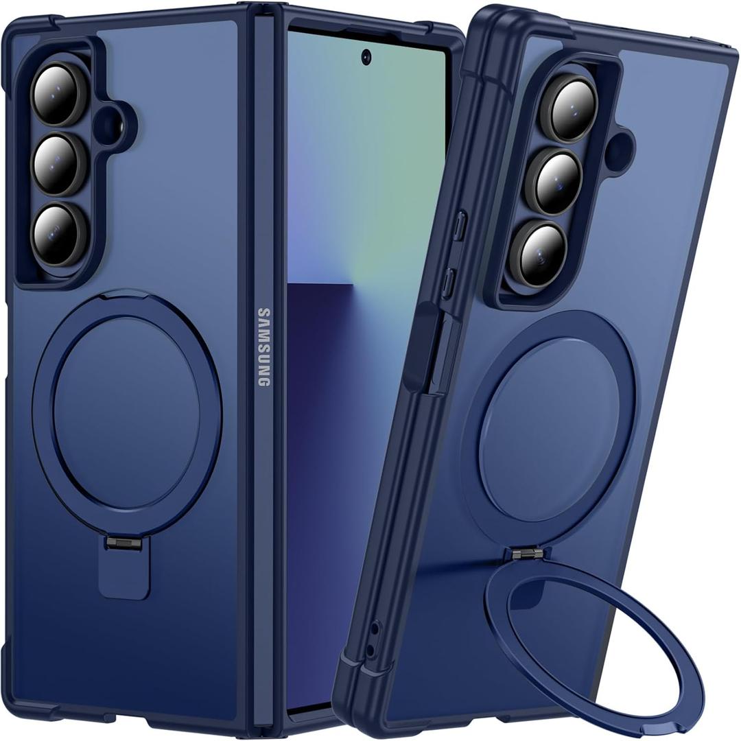 Magnetic Stand for Samsung Galaxy Z Fold 7 Case, [Fit for MagSafe] Upgraded Military Grade Drop-Proof Fold 7 Cases with Ring Holder Support Wireless Charging, Royal Blue