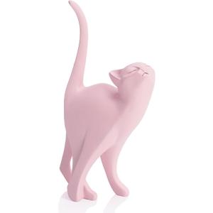 Pink Cat Statue Modern Abstract, Home Office Shelf Decor, 7-Inch Vibrant Assorted Colors, Easy to Match Any Decor Style