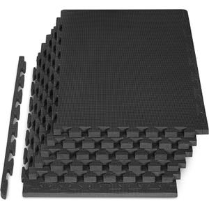 ProsourceFit Weaved Pattern Extra Thick Exercise Puzzle Mat 1-inch, EVA Foam Interlocking Tiles for Protective, Cushioned Flooring for Home and Gym Equipment; Black, 24 SQ FT, 6 Tiles
