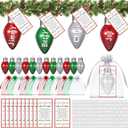 Shappy 12 Sets Friendship Christmas Ornament, Glitter Light Bulb Christmas Ornament Friends Gift with Greeting Cards Letter Stickers and Organza Bags for Friendship Keepsake Decor