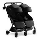 Mompush Lithe Double Stroller for Infant and Toddler, Lightweight Side by Side Twin Stroller, Only 25 lbs, 30-Inch Slim Fit Through Doorways, One-Step Fold, Independent Recline, UPF 50+ Canopy, Black 