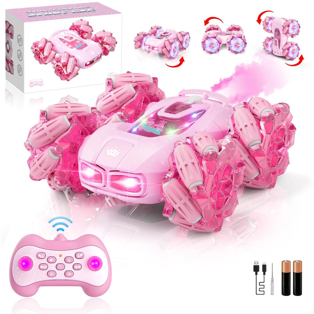 OSIMILY Remote Control Car RC Stunt Cars for Girl 2.4GHz 4WD Remote Cars for Kids, Double Sided 360° Rotating Stunt Drift Car Toys for Girl Ages 4-6 5-7 8-13 - Ideal Birthday for Girls