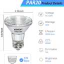 Flood 50W 120V Bulbs, 6 Pack 50 Watt PAR20 Halogen Bulb 2250 Lumens, Dmimable Par20 E26 50W 120V Eco Halogen Light Bulb Warm White 2700K Reflector for Track Lighting & Range Hood