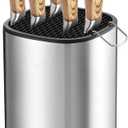 Universal Knife Block, Stainless Steel Knife Holder, Knife Organizer, Modern Rectangular Design, 8.5 by 5(knives not included)