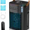 3-IN-1 Portable Air Conditioners, Personal Air Cooler w/2Ice Packs & 1.2L Water Tank, Remote, Powered by USB, Mini Air Conditioner for Desktop Bedroom Room,Dark Gray No Battery