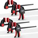12" Bar Clamps for Woodworking 4-Piece, One-Handed Clamp/Spreader, Light-Duty Quick-Change F Clamp with 170 lbs Load Limit, Ideal for Woodworking and DIY Projects