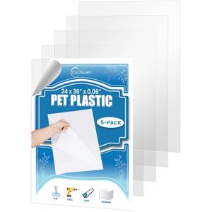5 Pack of 24 x 36" PET Sheet/Plexiglass Panels 0.06" Thick; Use for Crafting Projects, Picture Frames, Cricut Cutting and More; Protective Film to Ensure Scratch and Damage Free Sheets