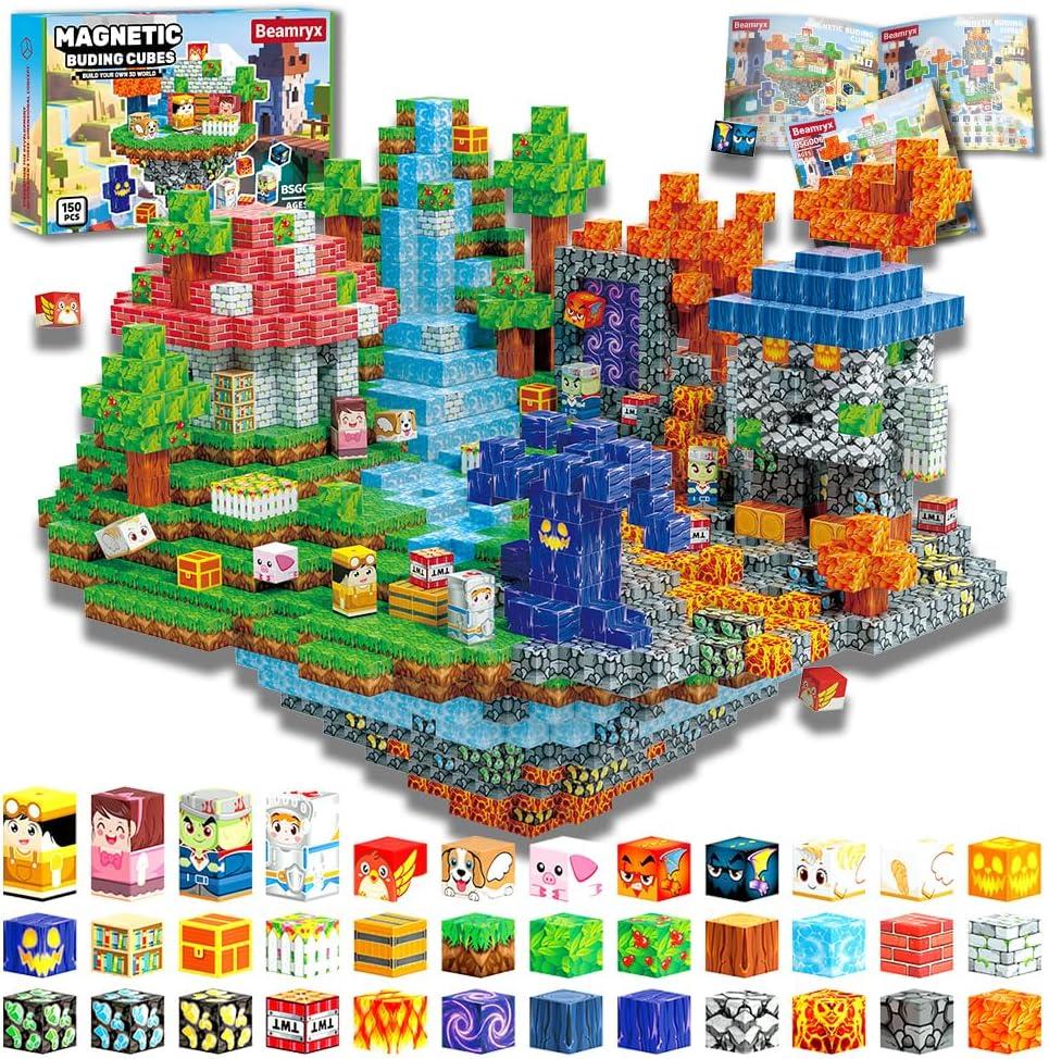 Beamryx 150Pcs Sky City Magnetic Building Blocks Set, Kids Sensory Toy for Toddlers STEM Learning, Stacking Magnets for Kids0.8" Large Size (Bsg006)