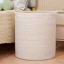 90L Oversize Woven Laundry Basket,Cotton Tall Laundry Hamper for Blankets, Clothes, Pillows, Toys, Shoes Large Laundry Bin White