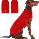 KYEESE Dog Sweater for Large Dogs with Leash Hole Warm Pullover with Reflective Yarn Male Thick Stretchy Knitwear Winter Soft Pet Coat boy Cold Weather Comfy Dog Sweaters,Red,XXX-Large