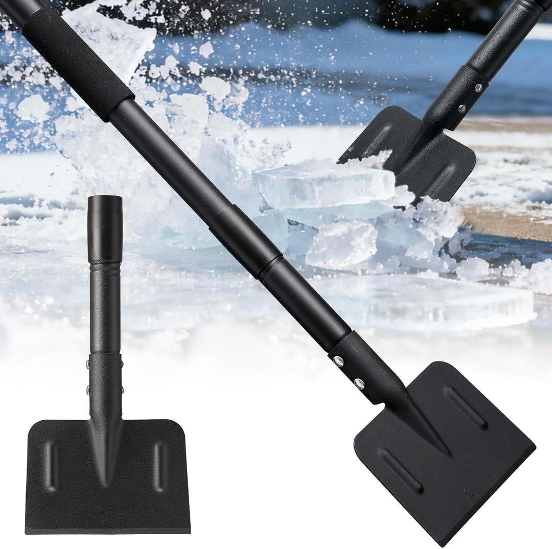 Heavy Duty Flat Shovels Ice Scraper - 67" Long Handle Winter Ice Remover Chopper for Outdoor Floor Freezer, Concrete Tile Cleaning, Metal Snow Removal Scrapers for Driveway & Sidewalk