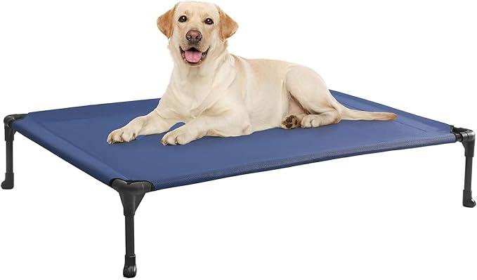 Veehoo Cooling Elevated Dog Bed, Portable Raised Pet Cot with Washable & Breathable Mesh, No-Slip Feet Durable Dog Cots Bed for Indoor & Outdoor Use, Large, CWC1803-L, Blue