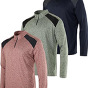 Real Essentials 3 Pack: Men's Dry-Fit Active Quarter Zip Long Sleeve Athletic Performance Pullover (Big & Tall) XXL