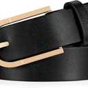 XZQTIVE Women Leather Belt for Jeans Pants Fashion Ladies Black Dress Belt with Silver Buckle Plus size Belts for Women, 4 Pack