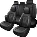 MINGBRON Car Seat Cover Full Set, Leather Car Seat Cover, Waterproof Seat Covers, Car Seat Cushion, Nappa Leather Seat Covers Car Seat Protector Universal Fit Most Cars Black