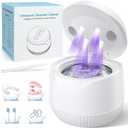 Dental Ultrasonic Retainer Cleaner Machine - Dental Cleaning Pod for Denture, Mouth Guard, Aligner, Night Guard, Braces, Toothbrush Heads, Jewelry, 45kHz Retainer Cleaner with Digital Timer & 200ML (White)