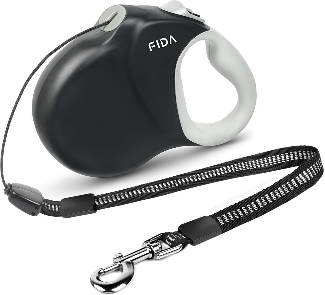 Fida Upgraded Retractable Dog Leash 30ft, Heavy Duty Pet Walking Leash for Medium/ Large Breed up to 110 lbs, 360° Tangle-Free Long Retract Dog Lead, Soft Grip, One-Hand Brake, Black