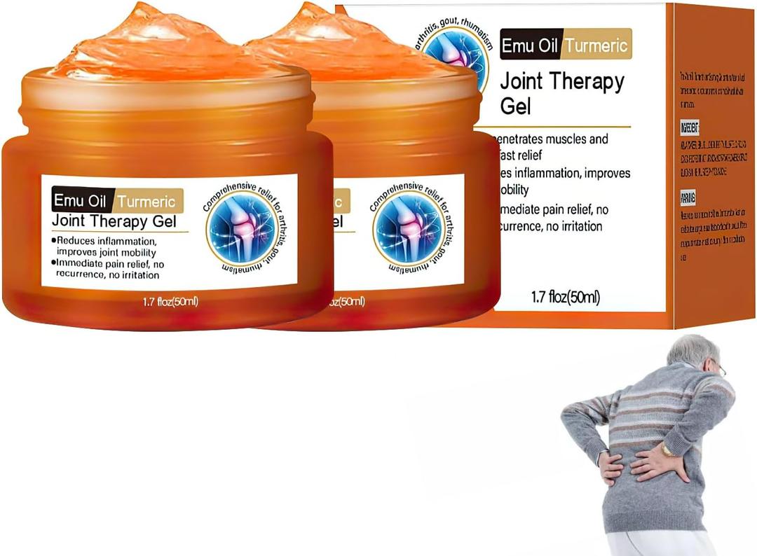 3 x 2 PCS Emu Oil Turmeric Joint Therapy Gel, Professional Soothing Relief Massage Gel, Gel Effective Relief for Back, Neck, Hands, Knee