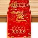 Qpout Chinese New Year Table Runner 2026, Year of The Horse Spring Festival Decor, 14x71 Inch Lunar New Year Table Decor for Holiday Party, Indoor Outdoor Kitchen Dining Room Decorations