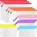 SUNEE Multisize Plastic Zipper Pouches (6 Colors, 18 Packs), Water-Resistant Zip Bag for School Office Supplies, Puzzles & Games Organizing Storage (Multicolored)