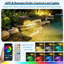 POPOSOAP 12INCH Pond Waterfall Spillway with Multi-Stage Pond Filter & RGB LED Lights APP/Remote Control, 40W 660GPH Pump with 9.8FT Tubing for Garden Ponds, Aquariums, Outdoor Landscapes-P7331D