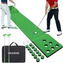 Golf Putting Game Set, Portable Green Mat with 2 Putter, 2 Ball, Cups, Bag, 100“x17"