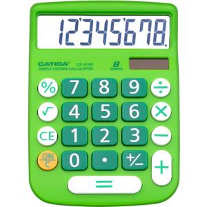 CATIGA Desktop Calculator 8 Digit with Solar Power and Easy to Read LCD Display, Big Buttons, for Home, Office, School, Class and Business, 4 Function Small Basic Calculators for Desk, CD-8185 (Green)