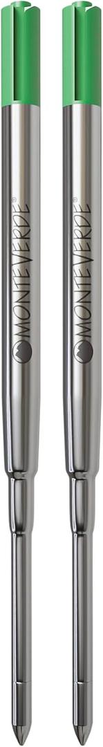 Monteverde USA Soft Ballpoint Refills to Fit Sheaffer & Sailor Ballpoint Pens, Medium Point, Green, 2-Pack, Vibrant Color for Bold Statements