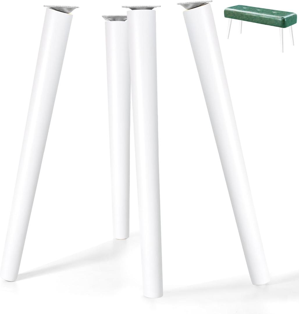 Sopicoz Wooden Table Legs - 16 inch White Tapered Legs for Coffee & End Tables - Mid-Century Modern DIY Furniture