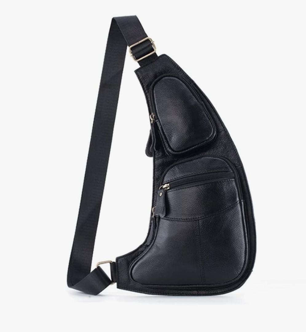 KPYWZER Vintage Leather Sling Bag Backpack for Men Crossbody Shoulder Chest DayPack Backpacks