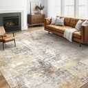 Area Rug Living Room Rugs: 5x7 Washable Large Abstract Modern Soft Stain Resistant Indoor Floor Non Slip Accent Carpet for Bedroom Nursery Playroom Dining Room Office Dorm Home House- Gray Gold
