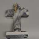 Mud Pie Gray Marble Wood Cross; 7" x 3 3/4"