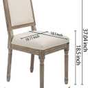 CangLong Farmhouse Dining Room Accent Chairs, Modern Distressed Bedroom Chairs with Square Back, Elegant Kitchen Chairs Side Chair, Set of 2, Fabric Back in Beige